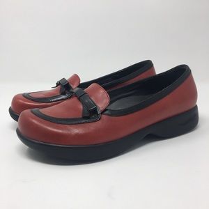 Dansko Slip On Loafers Women's Red Black Leather
